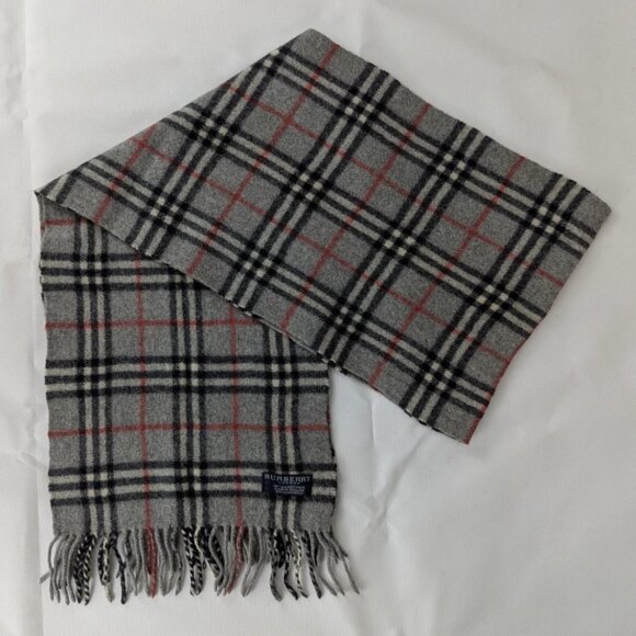 Authentic Burberry Classic Check Gray Scarf – Unisex 100% Lambswool – Pre-Loved - Picture 1 of 6